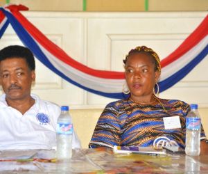 lgsa dr yohannes gebremedhin and the mayor of barclayville ms benetha wlelor blamo during a land meeting at the barclayville town hall